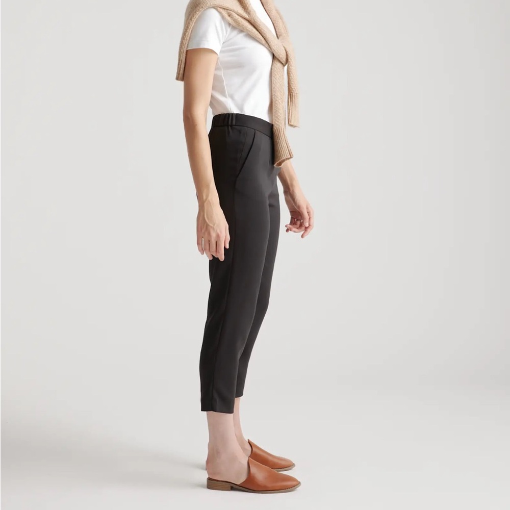 Quince Stretch Crepe Pleated Ankle Pants in Black size 12
